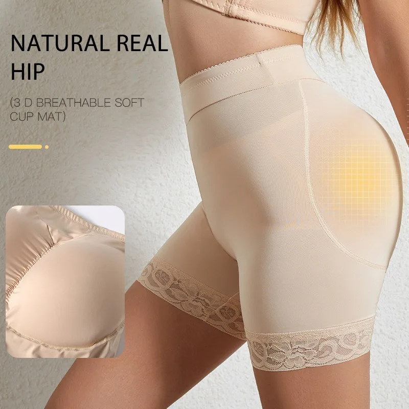 Plus Size High Waist Tummy Control Shapewear Panties Women Butt Lifter Hip Enhancer Seamless Breathable Lace Trim Underwear view 4