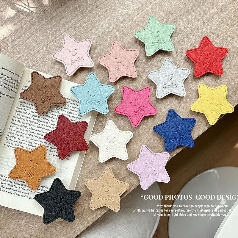 

Colorful Leather Star Expandable Mobile Phone Holder Stand INS Foldable Elastic Grip Tok Socket Finger Ring Bracket Accessories