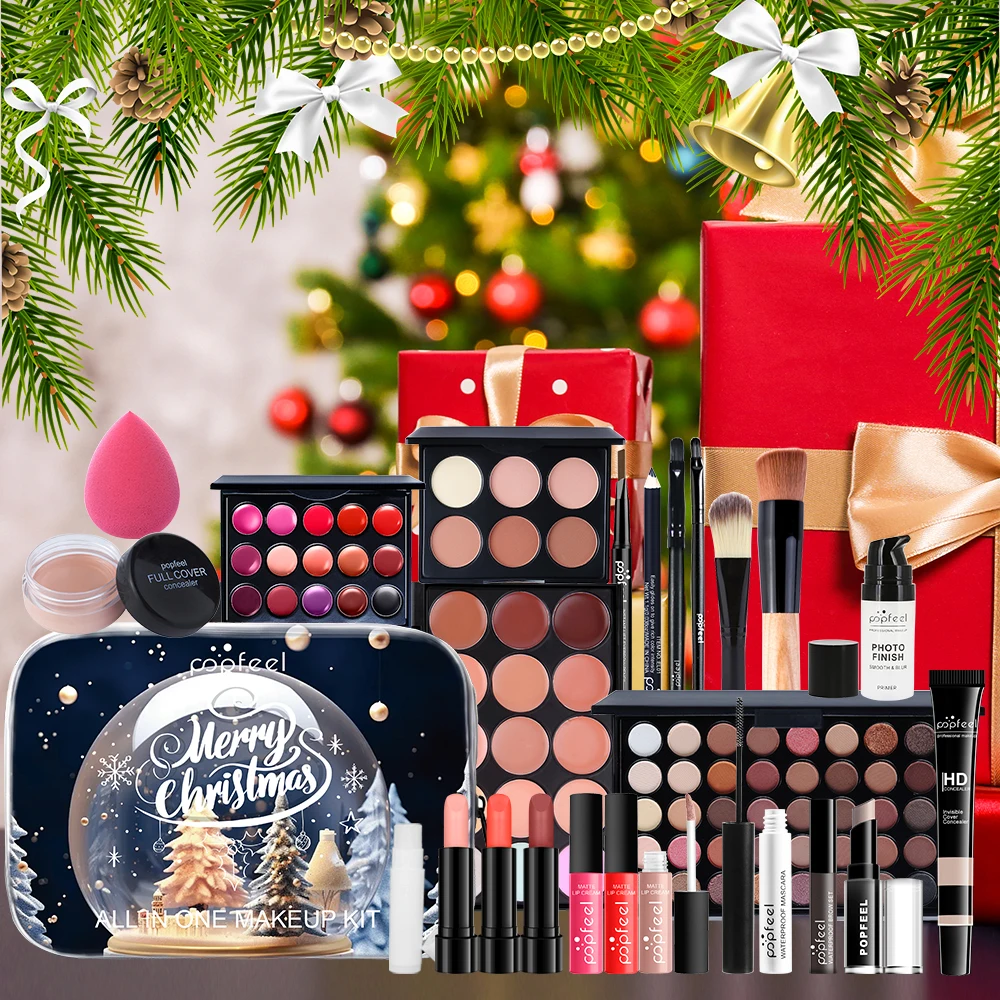 POPFEEL Christmas Makeup Kit, All In One Makeup Kit, Makeup Kit for Girls, Christmas Gift, Eyeshadow Palette Conceale Lipstick