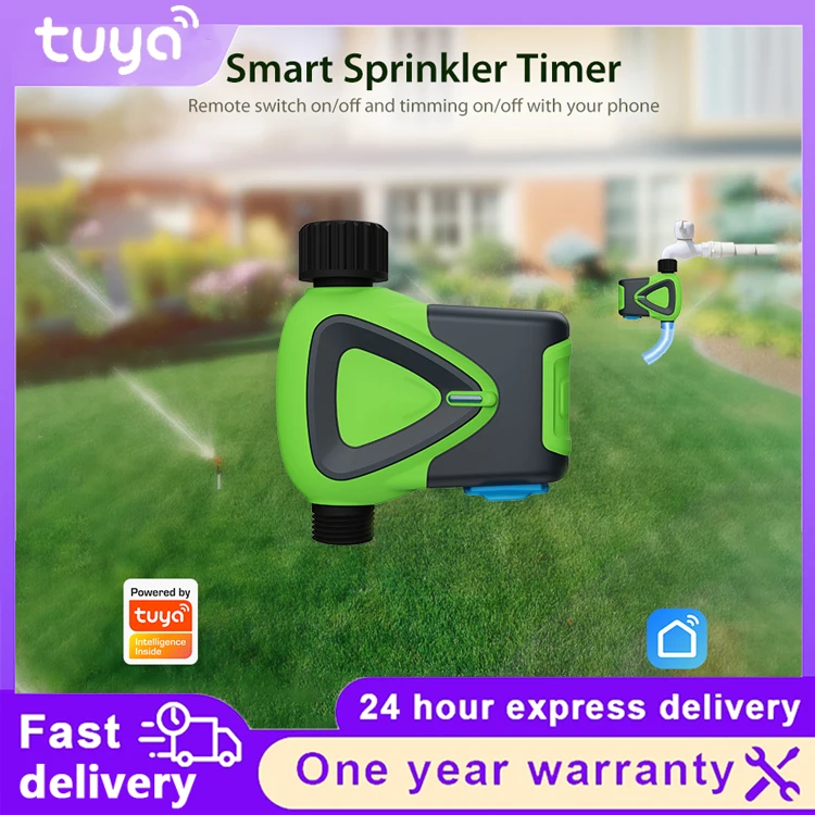 

Tuya WiFi Smart Sprinkler Timer Outdoor Garden Watering System with Child Lock & IP66 Waterproof for outdoor garden