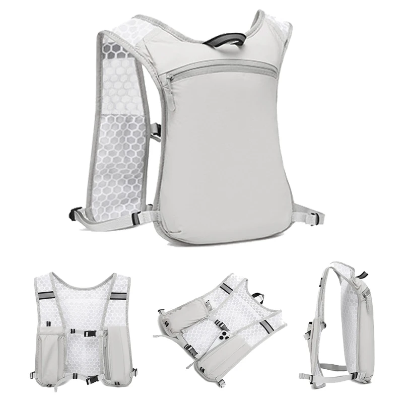 Outdoor Running Hydration Vest, Lightweight Reflective Chest Pack with Water Bottle & Phone Storage for Cycling Marathon Sports