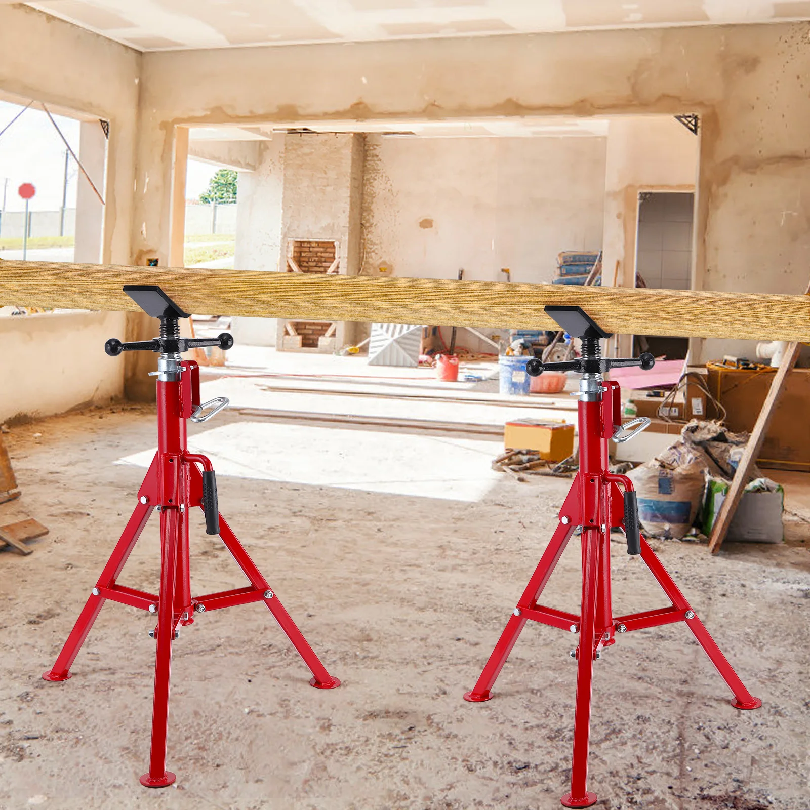 Support de tuyau robuste, pliable et réglable de 71 à 131 cm, capacité de tuyau de 1/8 "-12" de large, capacité de charge de 2500 lb, pour les projets de soudage, d'automobile et de construction, 1 pièce