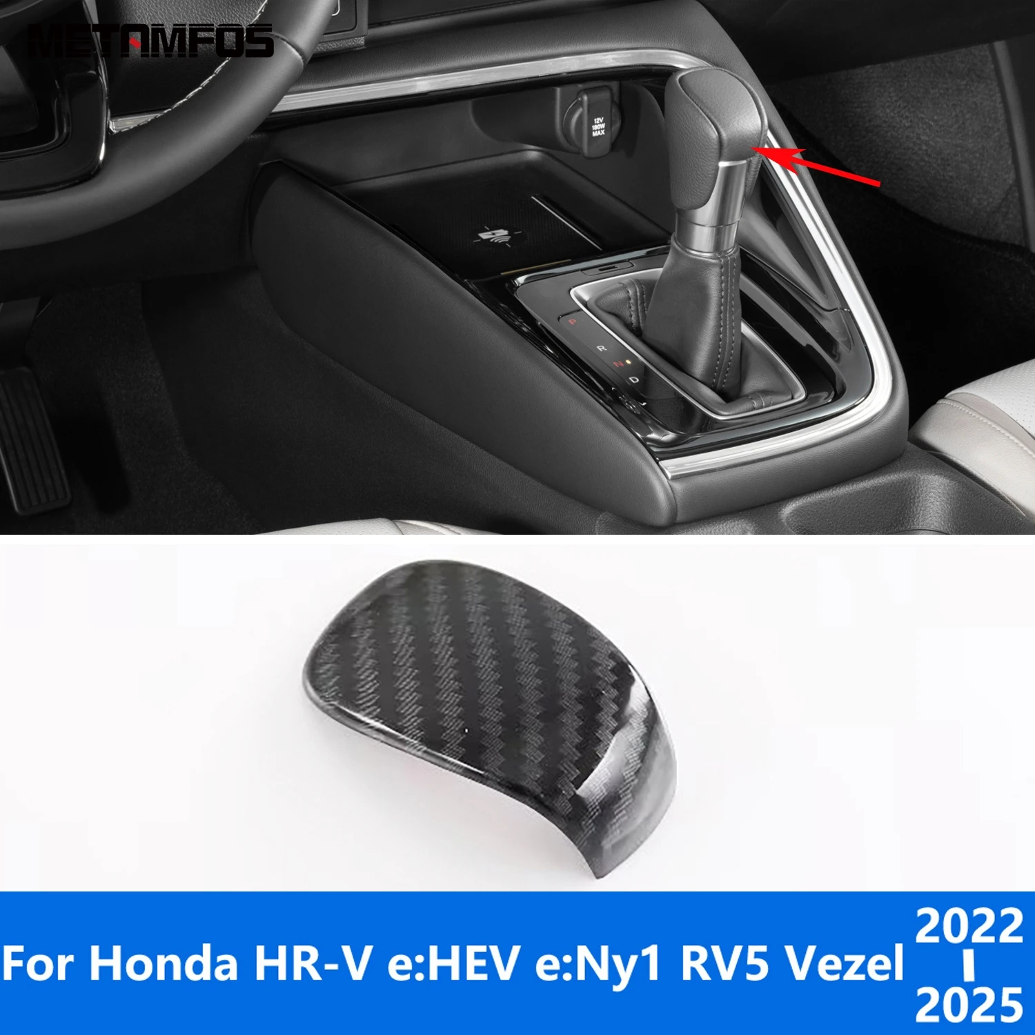 

Gear Shift Knob Head Cover Trim For Honda HR-V e:HEV e:Ny1 RV5 Vezel 2022-2024 2025 Carbon Fiber Sticker Accessories Car Styling