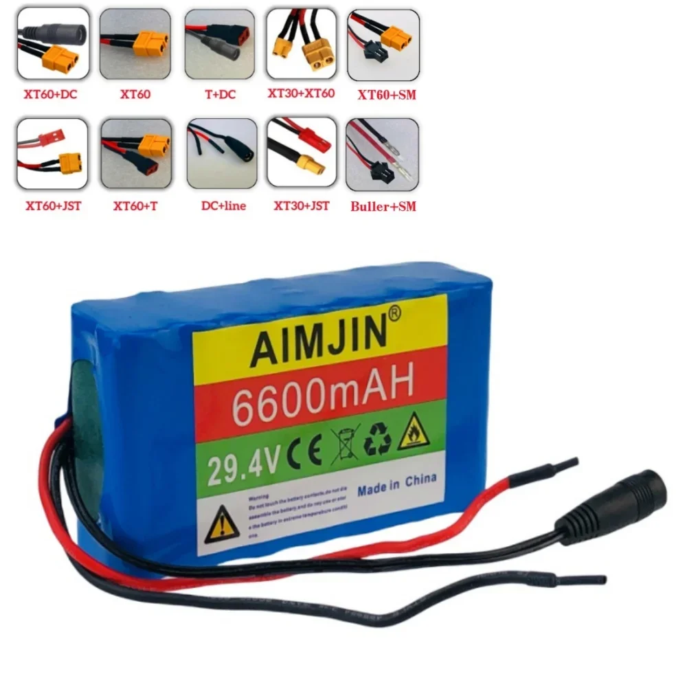 AIMJIN 29,4 V 18650 Lithium-Ionen-Akku 7S2P 29 V 6600 mAh Integriertes BMS