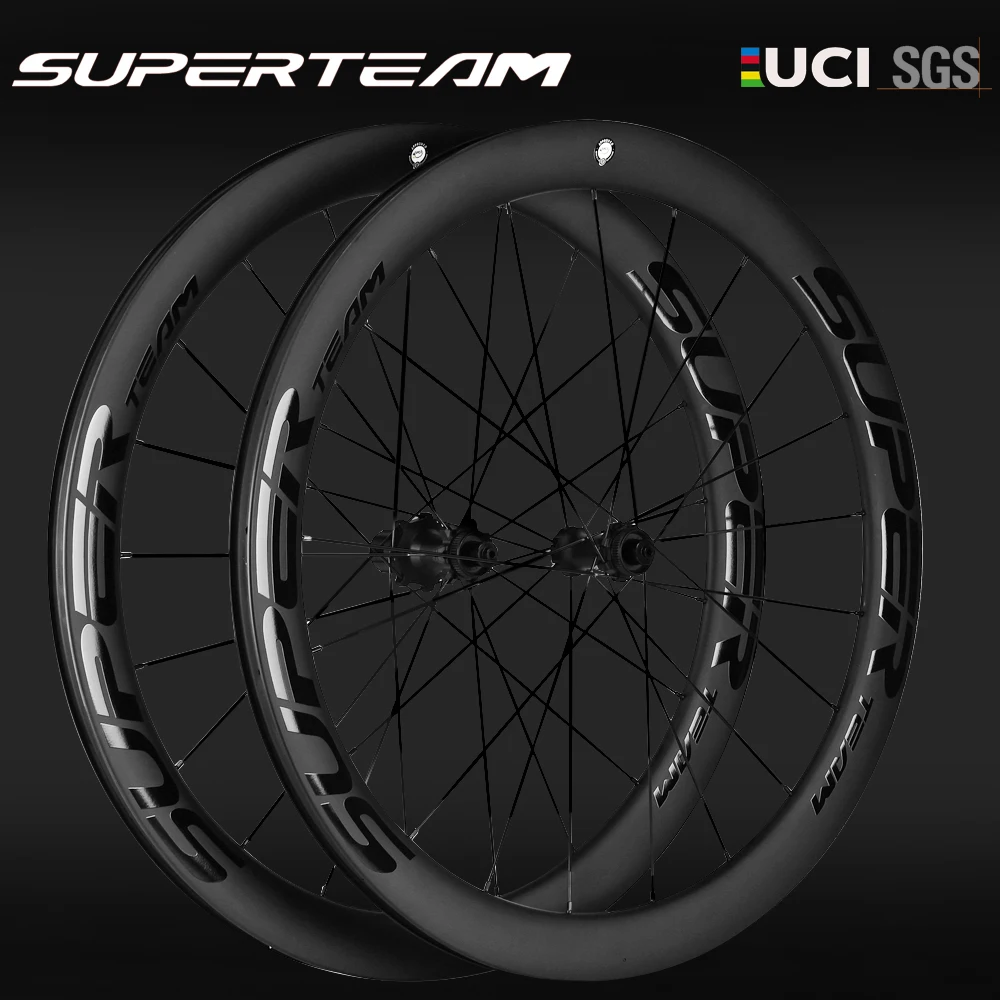 

SUPERTEAM 700C Full D28-50 Карбоновая колесная пара Clincher Бескамерные колеса для шоссейного велосипеда Карбоновые колеса для дискового тормоза