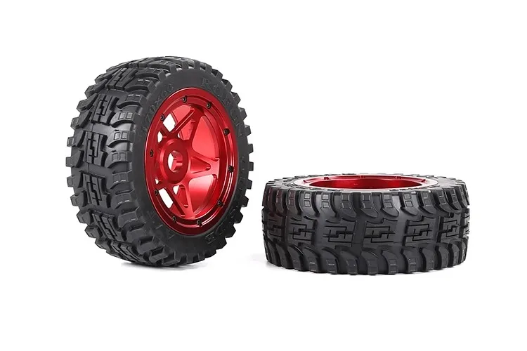 Rovan 170*60 Front Heavy Duty On-Road Mounted Tires with CNC Aluminum Wheel Hub for 1/5 HPI Baja 5B SS 2.0