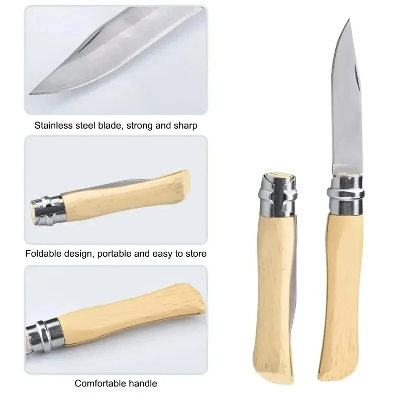 Cuchillo pelador plegable de acero inoxidable para frutas y verduras, herramienta de cocina afilada para el hogar