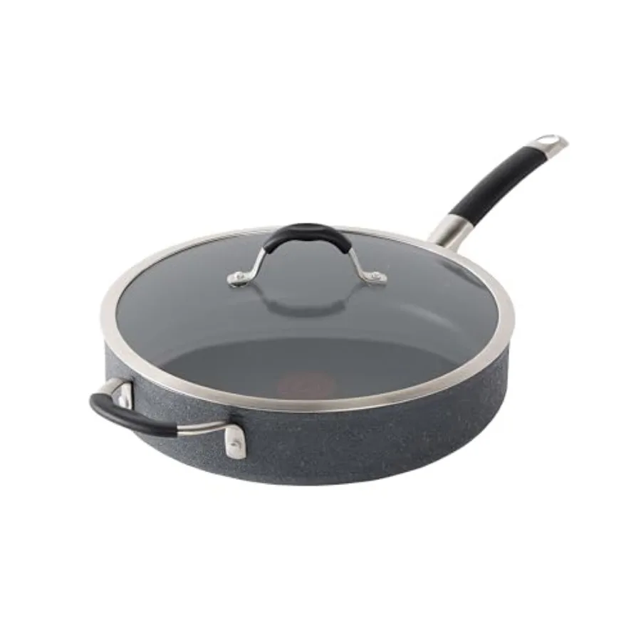 

Stone Force Platinum Non Stick w/Lid and Helper Handle 5 Quart Oven Broiler Safe 400°F Long-lasting Durability Heat Indicator S