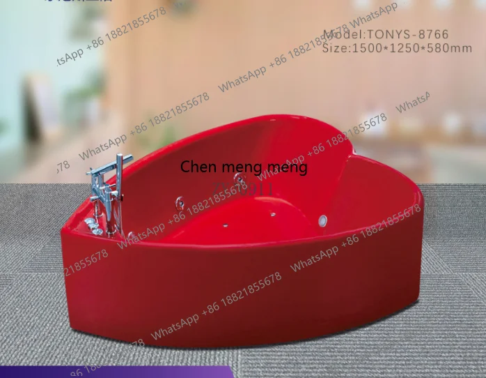 Personalized Heart-shaped Acrylic Couple Bathtub Double red love bathtub for lovers