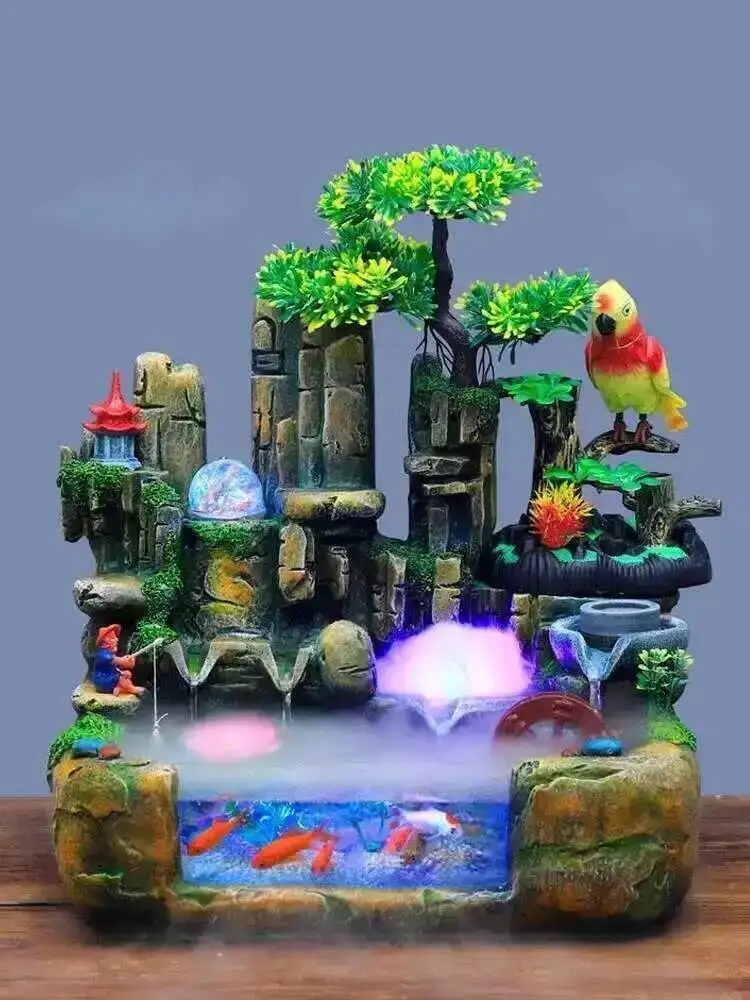 High Mountain Humidification, Mountains, Waters, Rockery, Flowing Water, Fountain, Feng Shui, Rotation, Wealth, Decoration,