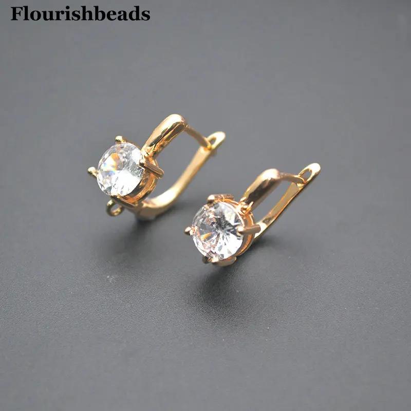 30pc Outstanding Big Shiny Crytal CZ Anti-rust 14k Gold Color Eearring Hook Clasps for Jewelry Making