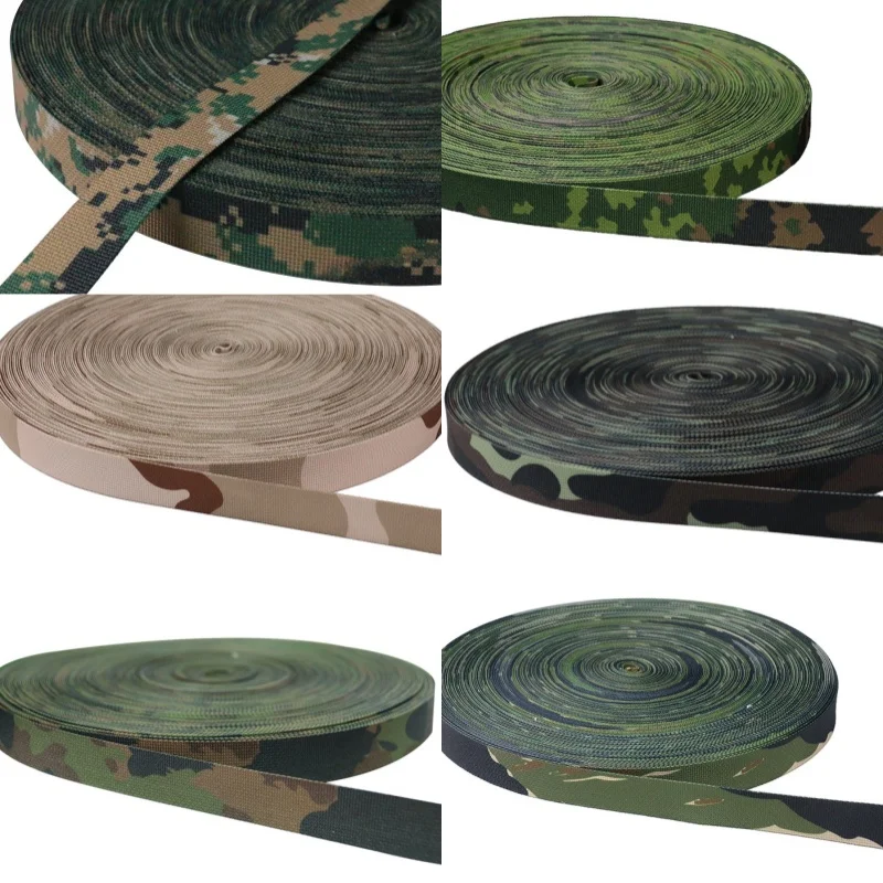 2.5cm Width Tricolor Desert TAZ New Swiss Fin Oak MARPAT Camouflage Webbing Non-elastic Strap Knapsack Belt DIY