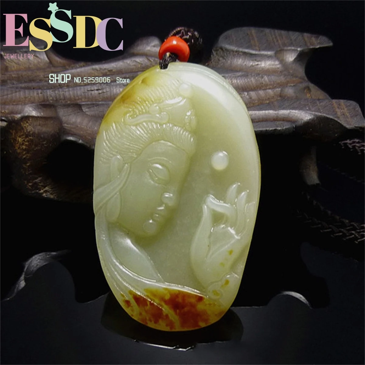 Dropship Natural Hetian Jadeite Seed Material Carved Guanyin Raw Stone Becoming Buddha Nephrite Pendant for Men or Women Jewelry