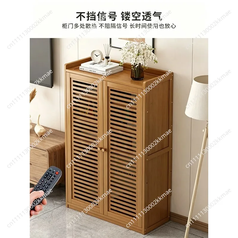 WiFi Router Storage Cabinet Floor Standing Router Storage Box Modem Power Strip Cable Management Hider Organizer For Home Office