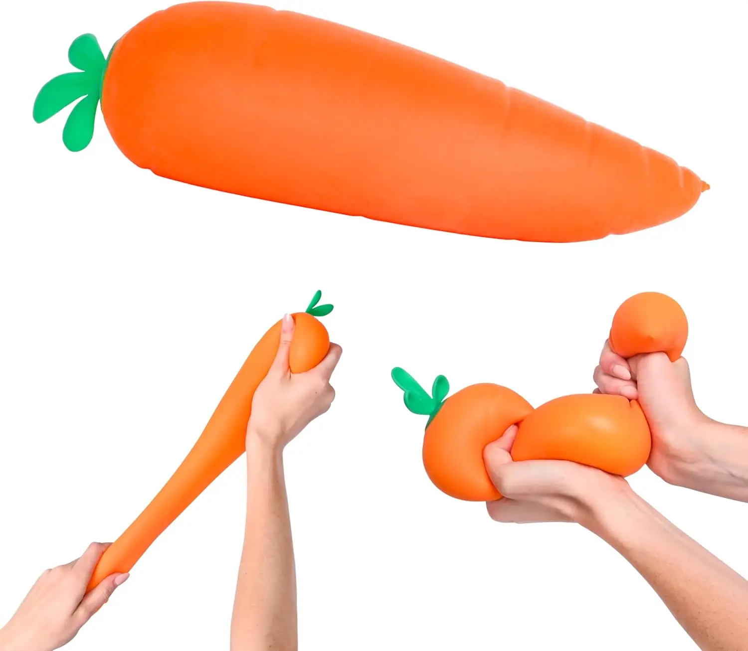 Carrot Stretch Squeeze Toy Soft Elastic Stress Relief Fidget Toy Sensory Decompression Toy for Kids Adults