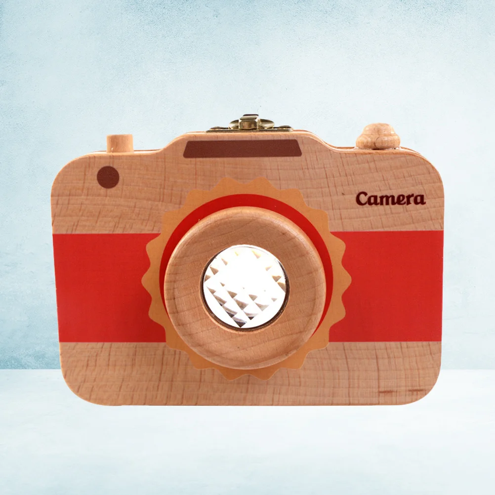 صندوق أسنان أطفال لطيف بكاميرا في تخزين لمسة نهائية من الحبوب الخشبية للأسنان والشعر هدية تذكار لحديثي الولادة مع مفكرة معلومات #1