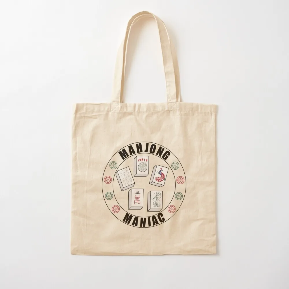 Mahjong Maniac Design on White Background Tote Bag large size bags tote bag custom cute tote bag bags men
