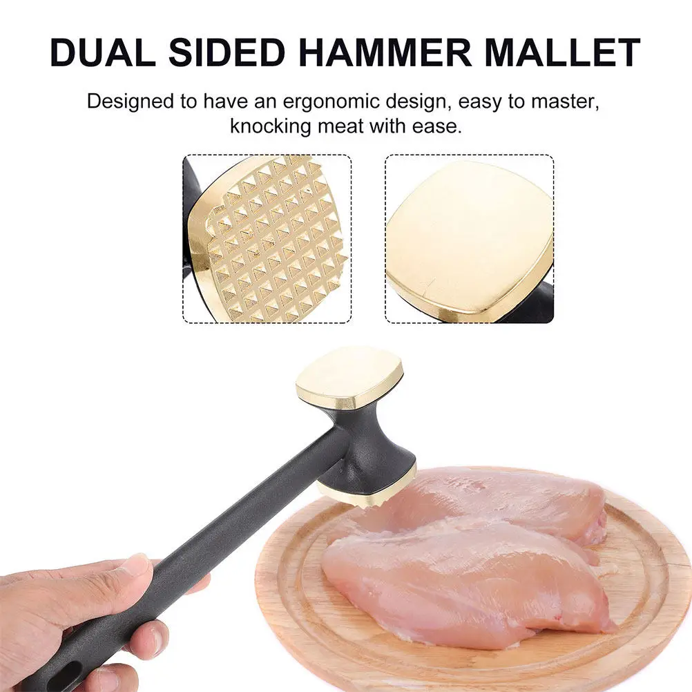 2Pcs Aluminium Alloy Meat Mallet Dual Sided Tool Easy Clean Multi Functional Tenderizer Meat Tenderizer
