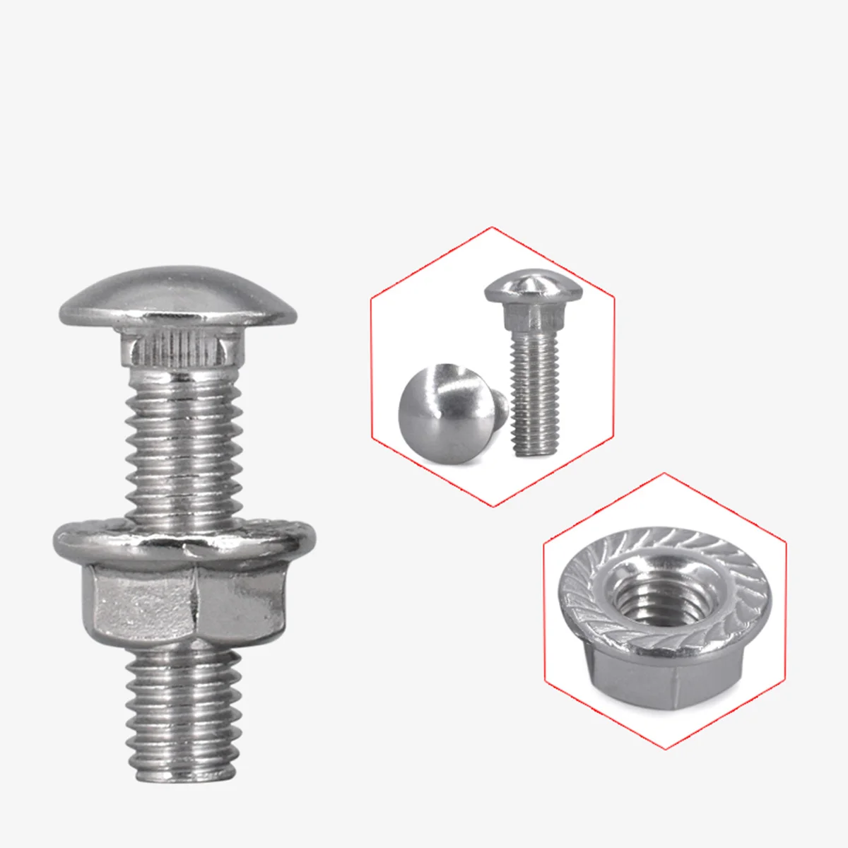 M5M6M8M10M12 304 Stainless Steel Round Head Bridge Square Neck Connecting Bolt