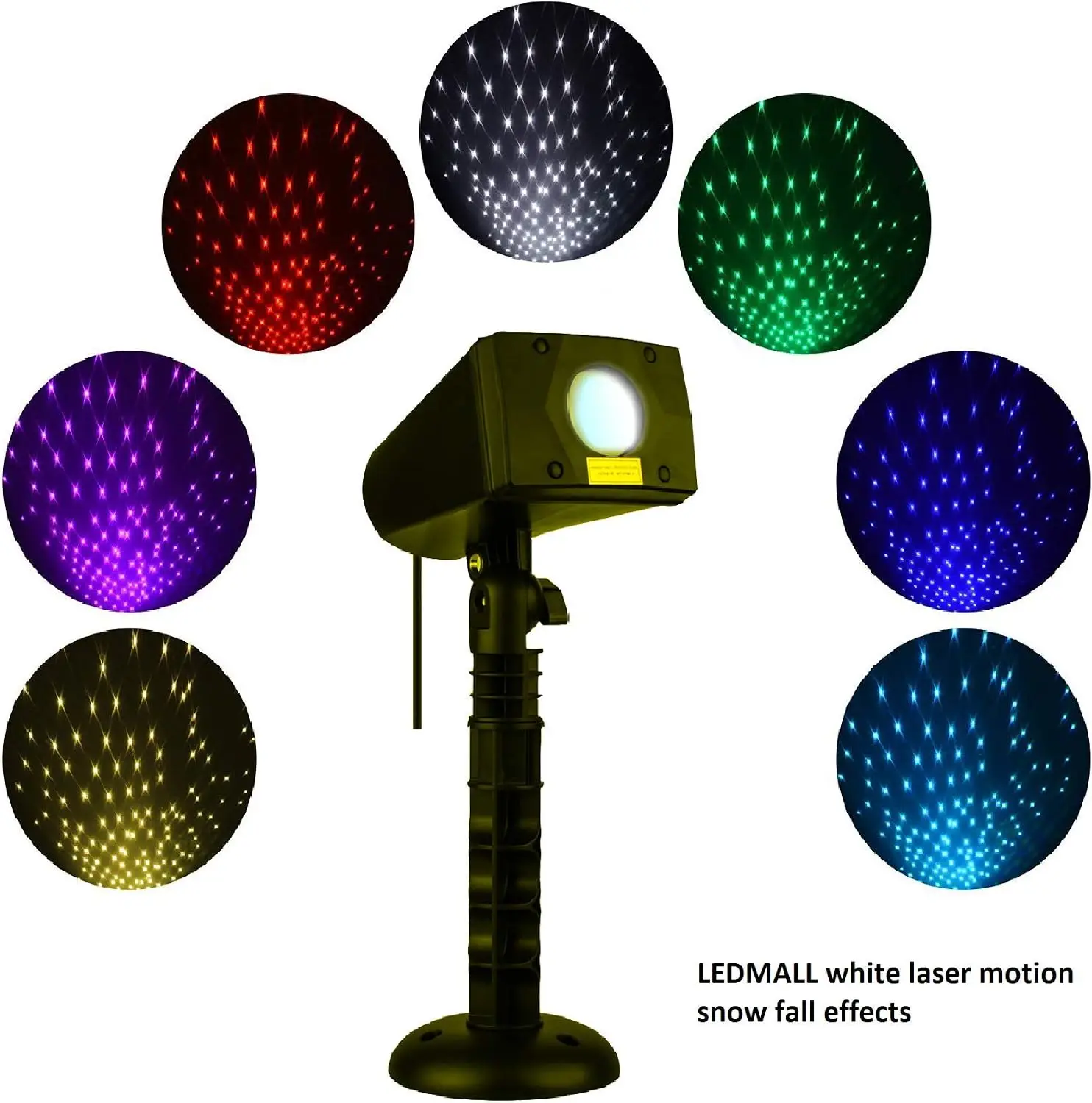 Motion Snow Fall Full Spectrum Star Effects 7 Color White Laser Christmas Lights Decorative Remote Control