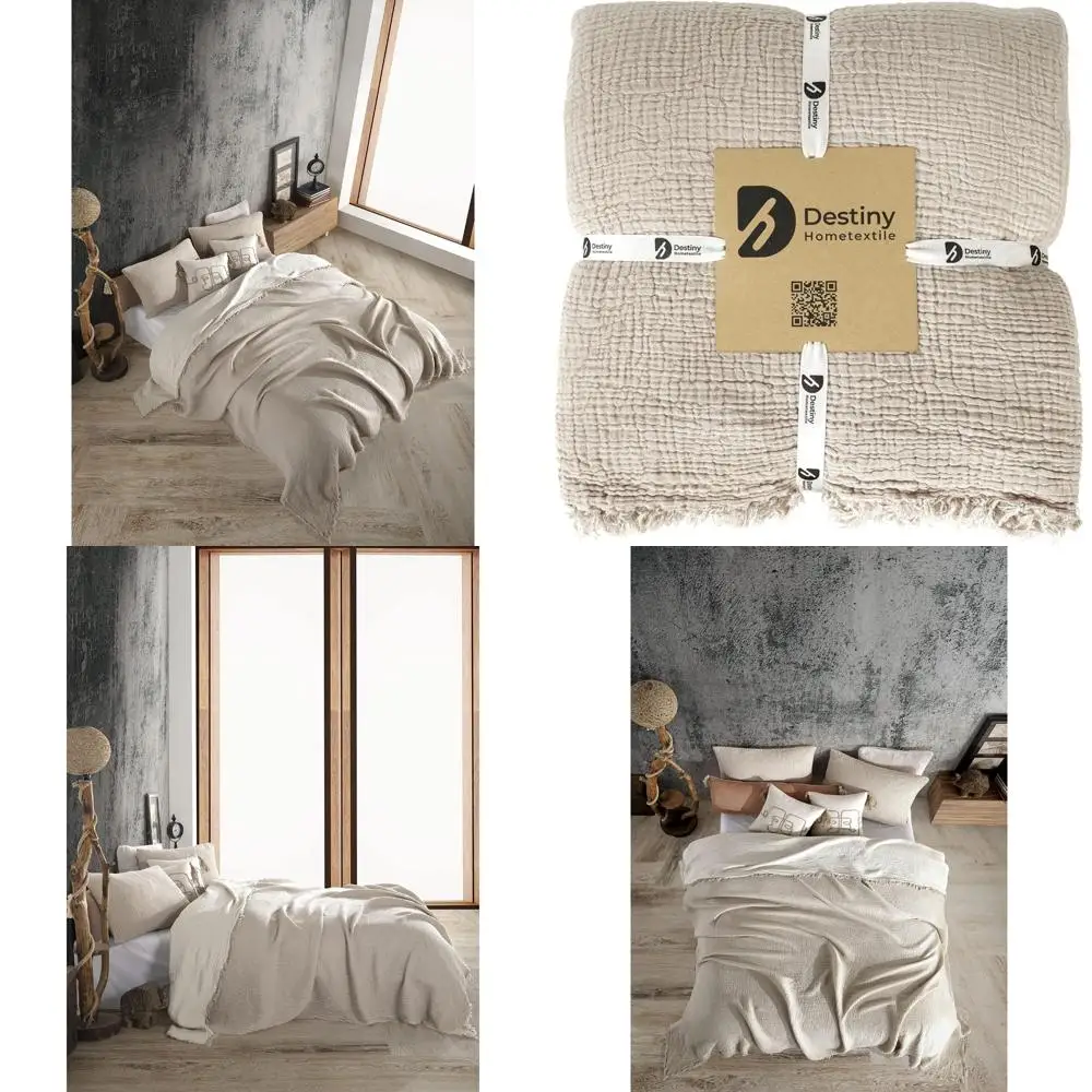 أغطية وسائد من الموسلين مكونة من 4 طبقات من القطن العضوي بنسبة 100% - فائقة النعومة، قابلة للتنفس، خفيفة الوزن، مغسولة مسبقًا لـ Com