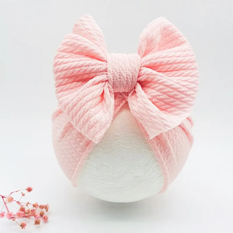 Cute Baby Turban Hat Double Layer Big Bowknot Newborn Hat Soft Warm Elastic Kids Head Wraps Beanie