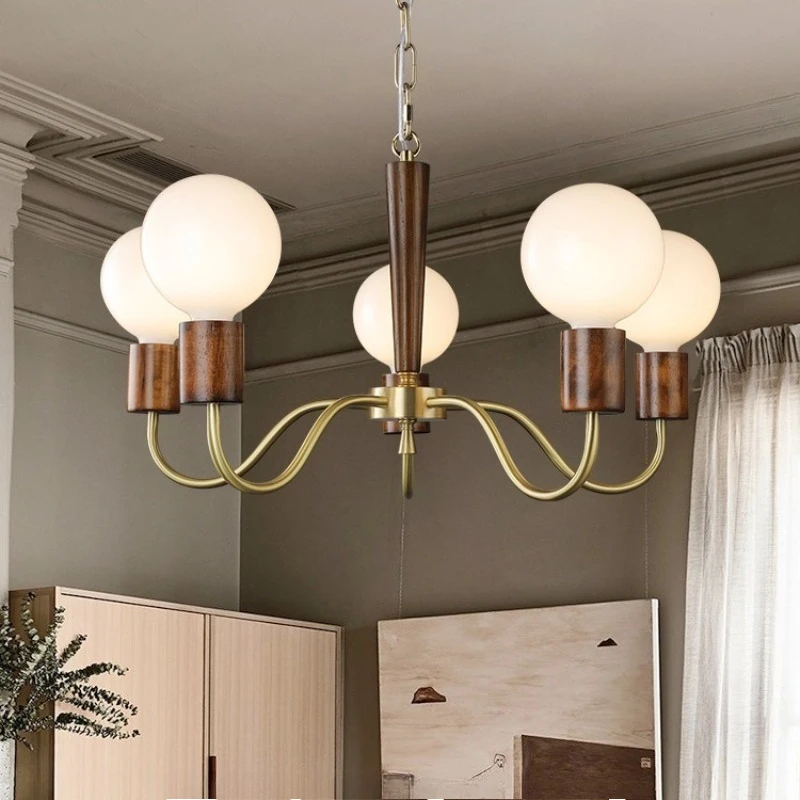 

Ретро японский скандинавский потолочный светильник для гостиной, цвет ореха, медь, спальня, кабинет, столовая, современная атмосфера, популярная магия