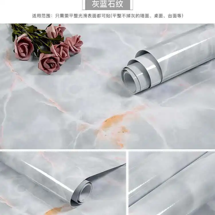 Kitchen DIY Self-Adhesive Waterproof Oil-proof PVC Wall Stickers Cabinets Countertop Wallpaper Bathroom Desktop Renovation Films
