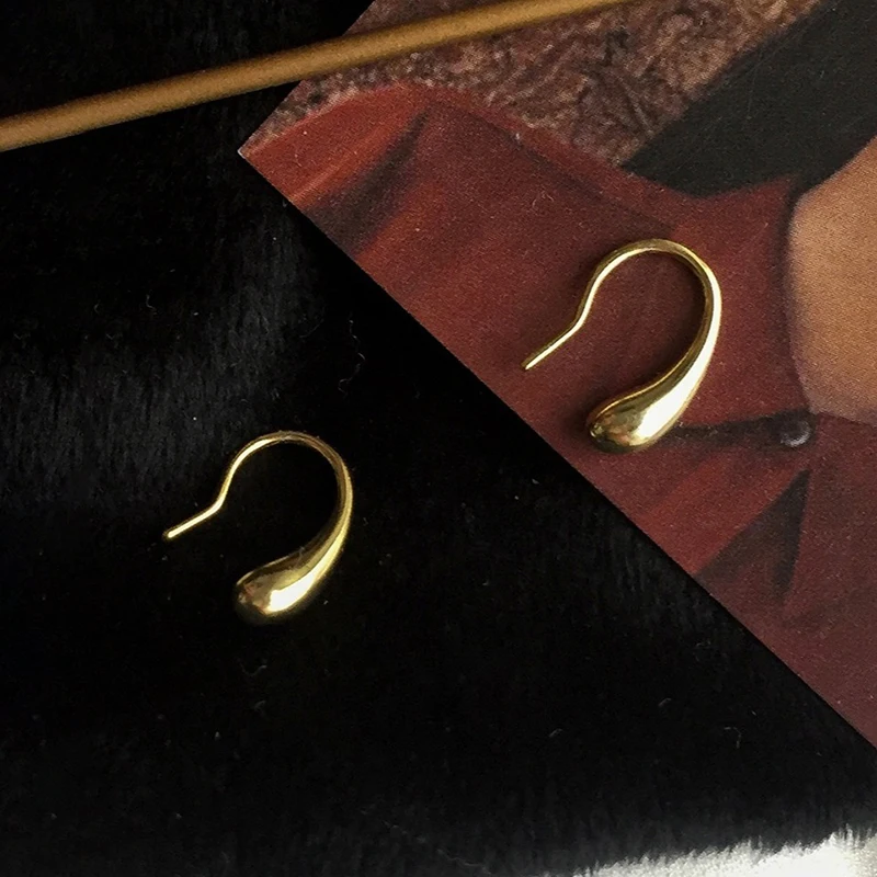 

Real 925 Sterling Silver Minimalist Water Drop Ear Hook Stud Earrings for Charm Women Vintage Fine Jewelry Daily Accessories