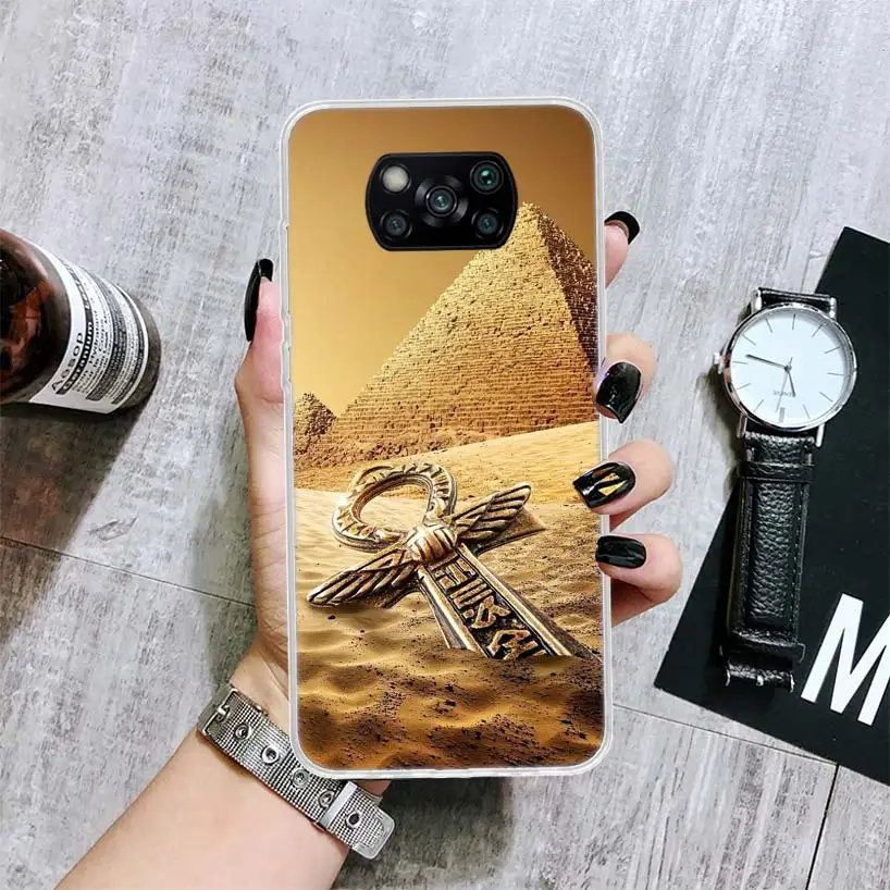 Egypt Nefertiti Anubis Ankh Pharaoh Soft Phone Case for Xiaomi Poco X6 X5 X4 Gt X3 Nfc F6 F5 Pro M5s M5 M4 M3 F4 F3 F2 F1 Capa C