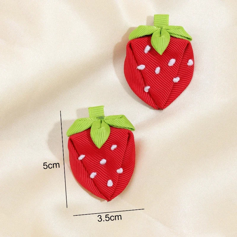 Oaoleer 2Pcs/lot Cute Strawberry Hair Clips For Baby Girls Cartoon Fruits Hairpins Barrettes Kids Headwear Hair Accessories Gift