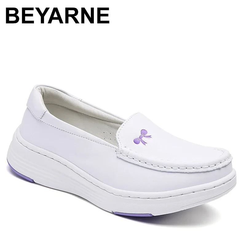 Spring high-qualit  Women Shoes Nurse antiskid comfort Flat Casual Working Shoes Wedge Platform White Shoes soft Female Footwear