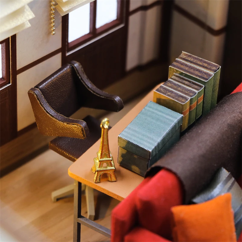 DIY Drewniane Miniaturowe Zestawy Budowlane Apartamentu Teda Casa Domki dla Lalek z Meblami i Lampkami Domki dla Lalek na Prezent Urodzinowy dla Przyjaciół