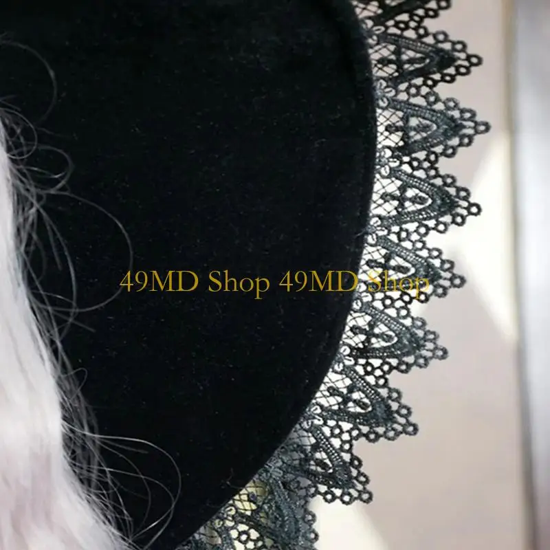 49MD Halloween Party Witch Hat for Women Wide Brimmed Black Wizard Cap Fashion Cos-play Costume Hats Musical Festival Hat