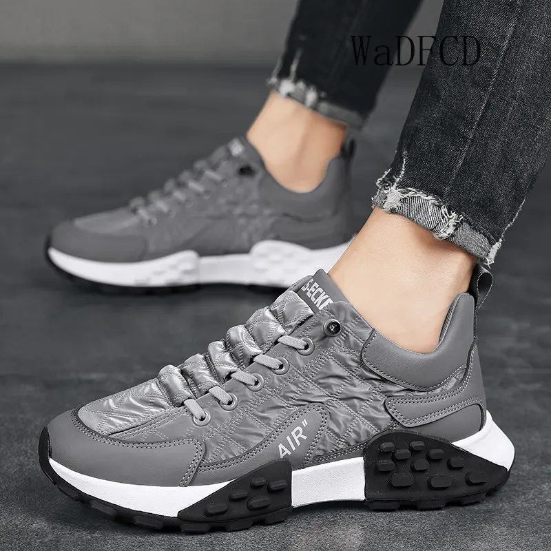 Chunky Sneaker Men Winter Plush Board Shoes Fashion Casual Microfiber Leather Down Upper Height Increased Platform Running Shoes