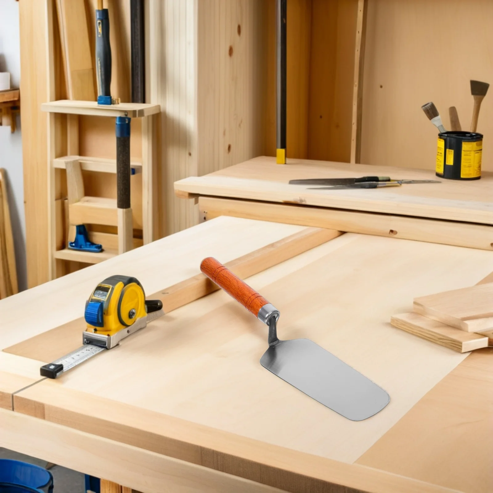 أداة تجصيص مسطحة من الفولاذ المقاوم للصدأ لإصلاح الجدار الخرساني للبلاط، مقبض مريح عالي المتانة #4