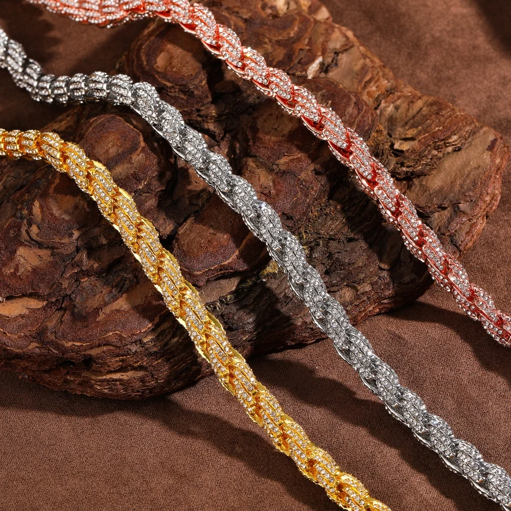 

ICE CHARMI веревочная цепочка хип-хоп ожерелье блестящее модное колье-звено подарок для мужчин женщин одинаковый рэпер Рокер панк модный аксессуар