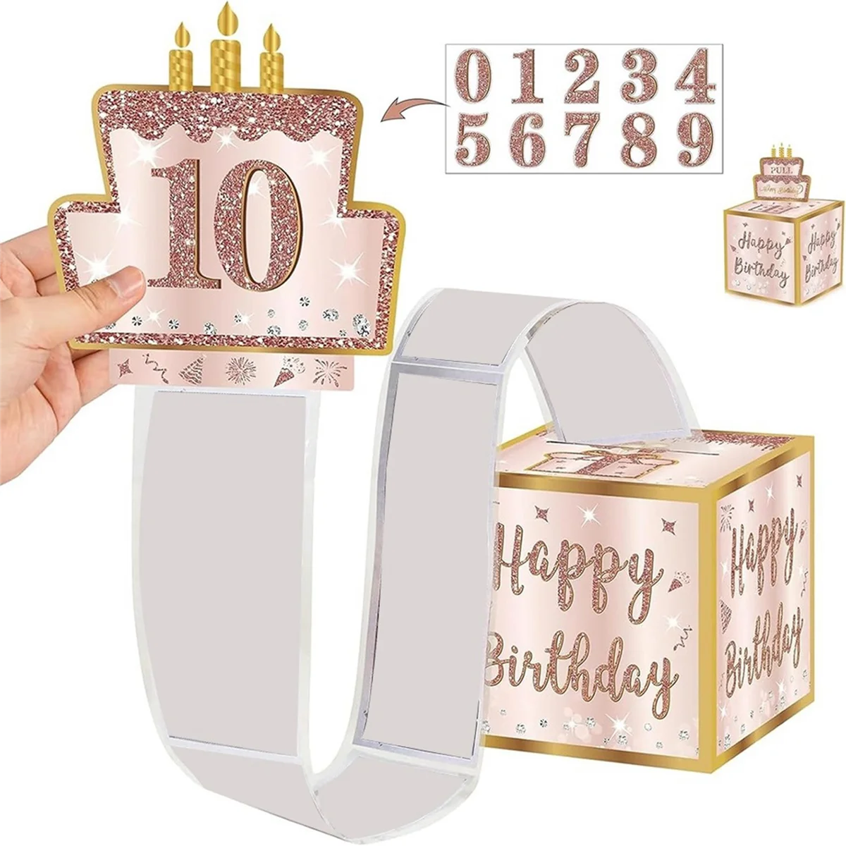 DIY Birthday Money Box Cash Gifts, Pull Out Happy Birthday Card 30Pcs Transparent Bags, Money Gifts Box for Girls Women