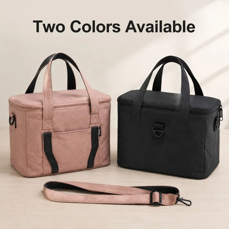 Insulated Lunch Bag Thermal Cooler Tote with Adjustable Shoulder Strap and Front Pocket for Office Work School Picnic,Options