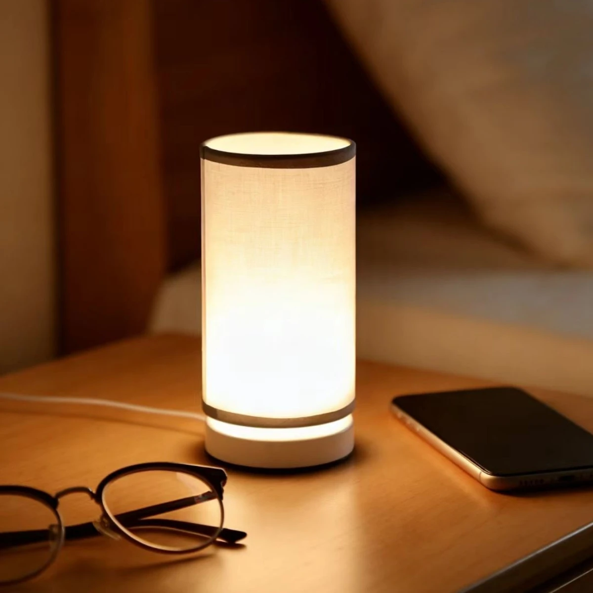 Modern Nordic Style Fabric Desk Lamp, USB Powered - Suitable for Bedroom, Living Room, and Office Decoration Lighting