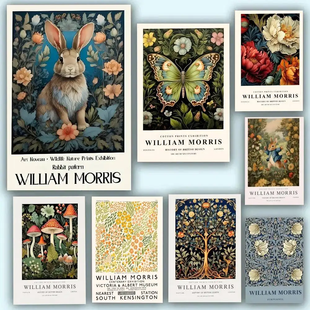 William Morris Art Poster Waterproof Wall Art Sticker For Bar Living Room Vintage Room Decor High Quality Print Gift