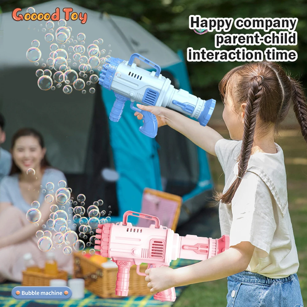 32 Hole Bubble Gun Soap Bubbles Machine Children's Party Games Hand-Held Electromechanical Bubbles Guns Toy with Light Blower