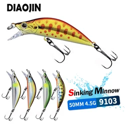 50mm 4.5g Hot Selling Trout Lures Fishing Sinking Minnow Lure Eden 50S Artificial Hard Baits ABS Freshwater Fishing Twitchbait