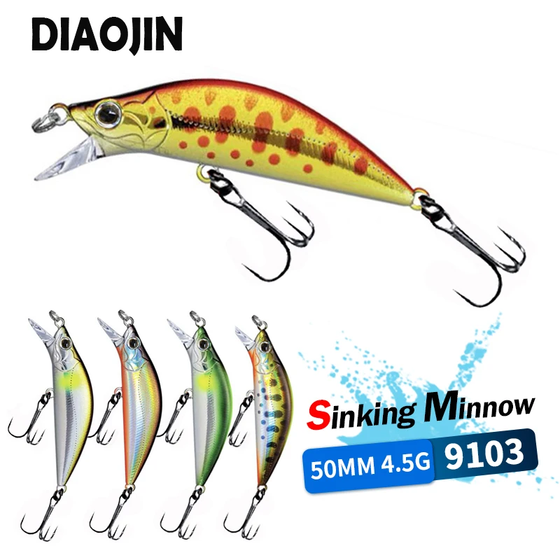 Hot Selling Trout Lures Fishing 50mm 4.5g Sinking Minnow Lure Eden 50S Hard Bait ABS Freshwater Fishing Twitch Bait lure