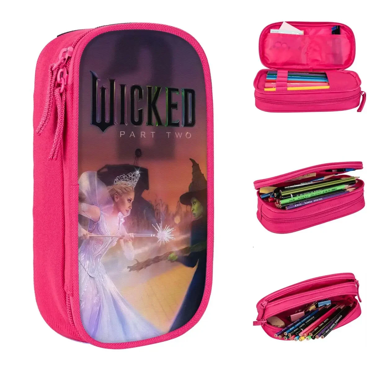 Wicked For Good 2 Movie Pencil Cases Musical Fantasy Film Pen for Girls Boys Large Storage Bag School Supplies Gift Stationery
