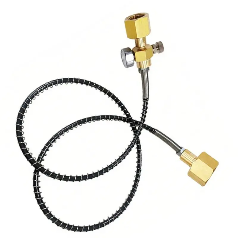 HOT CO2 Refill Hose 1M W21.8-14 High Pressure Braided Tube 300BAR Pressure Gauge For European CO2 Cylinder Gas Transfer~Jul.
