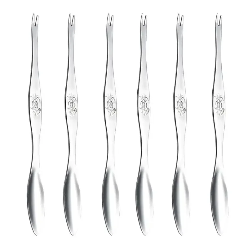 

6Pcs Stainless Steel Forks & Spoons for Crab / Lobster - Seafood Tools