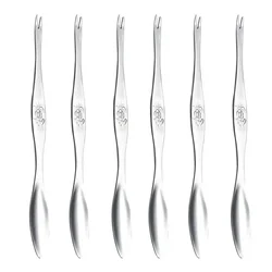 6Pcs Stainless Steel Forks & Spoons for Crab / Lobster - Seafood Tools