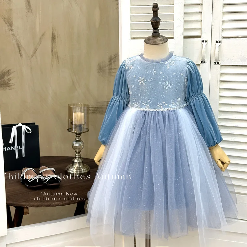 

Girl's Princess Dress2025Spring and Autumn Birthday Dress Children's Formal Dress Puffy Skirt Mesh Dress