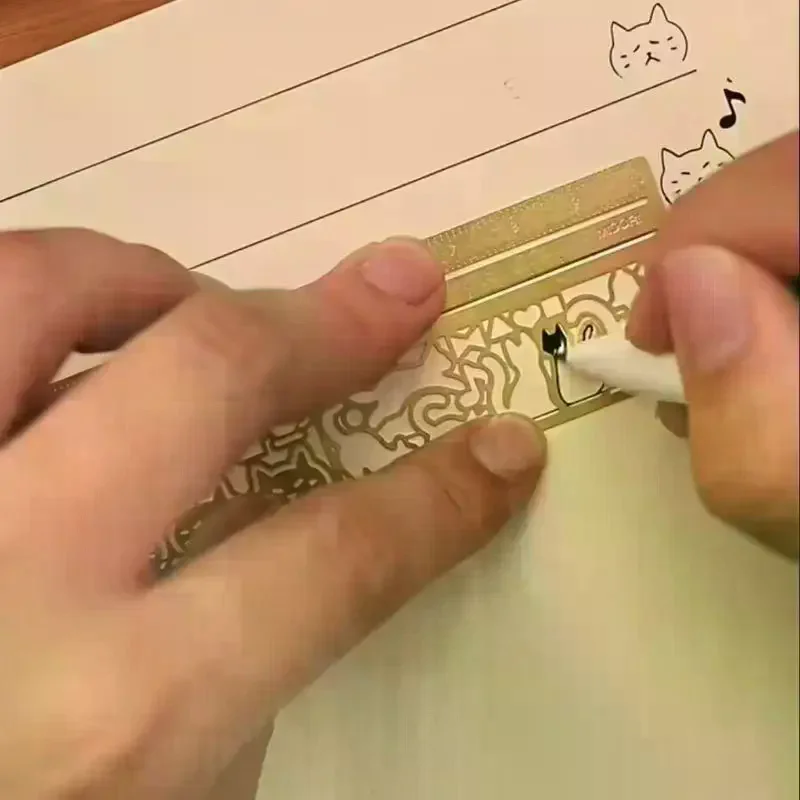 1Pc Cute Cat Double Sided Ruler Bookmark Creative Measuring Marker For Diary Planner Notes Student Stationery Gift